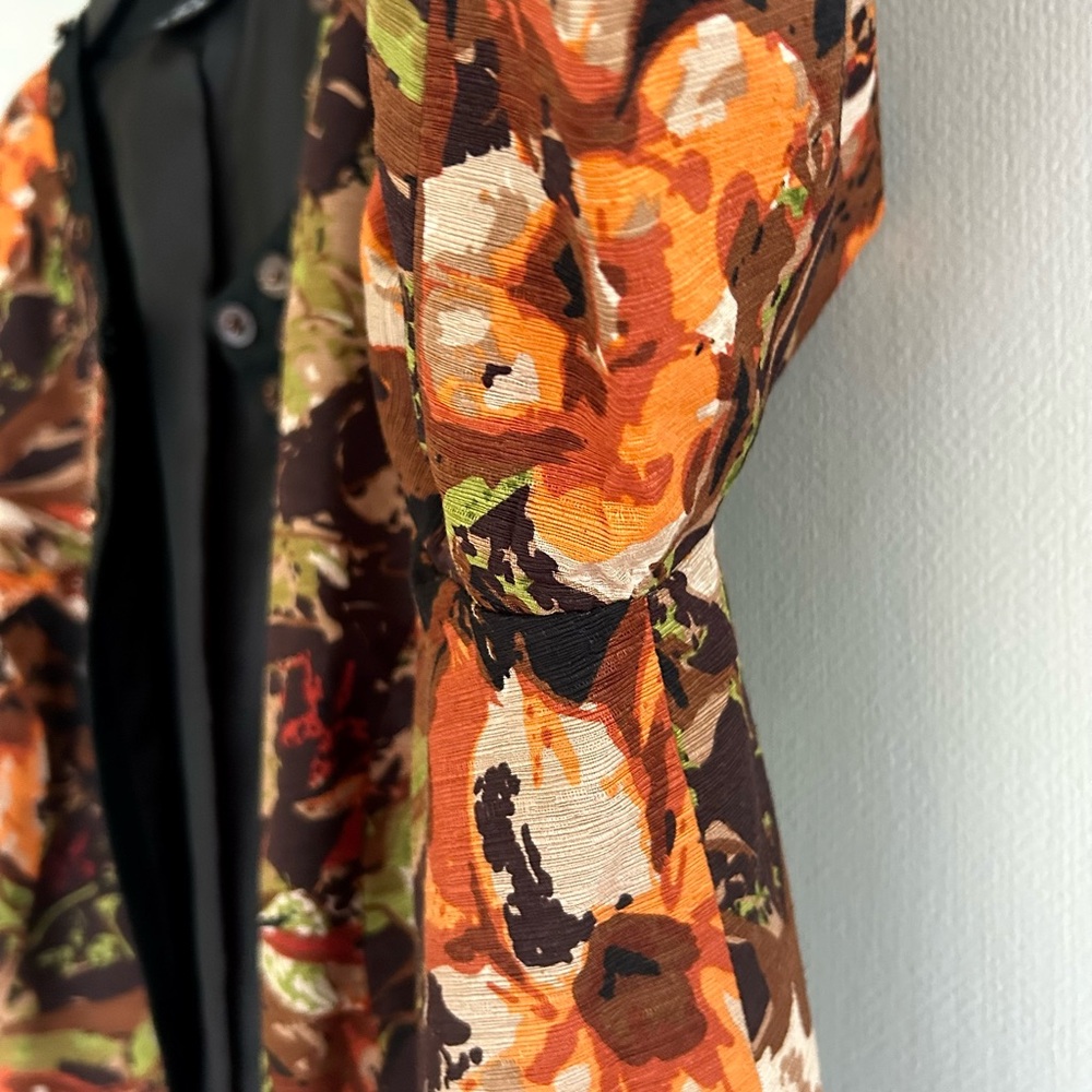 VINTAGE T RENZ Silk Embellished Earthy Shrug Boxy Layer Art To Wear Office Sz 1X - Picture 7 of 13